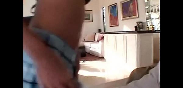  Screaming young black bitch Adicktion rides on hard black cock on the sofa
